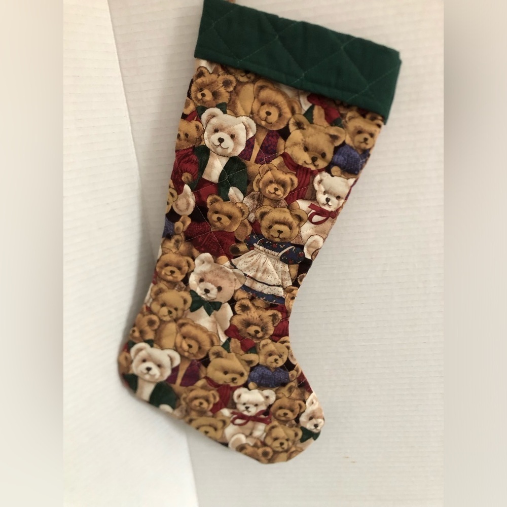 Quilted Teddy Bear Christmas Stocking